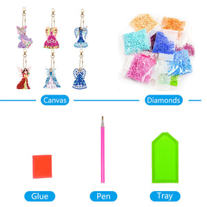 6pcs Diamond Art Keychains Handmade DIY Christmas Decoration Gift (YSK136)