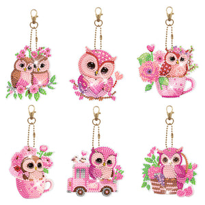 6pcs Diamond Art Keychains Handmade DIY Christmas Decoration Gift (YSK137)