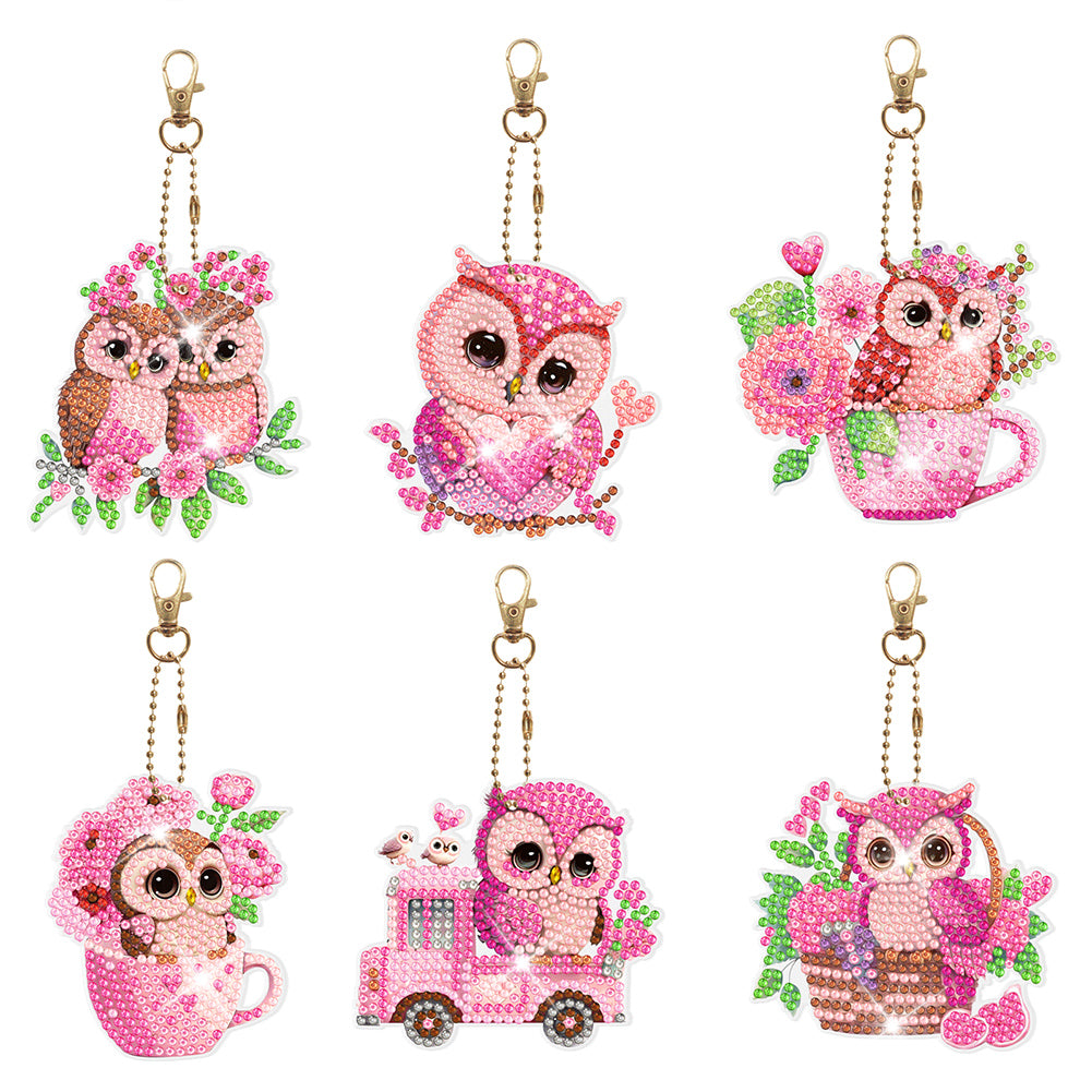 6pcs Diamond Art Keychains Handmade DIY Christmas Decoration Gift (YSK137)