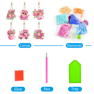 6pcs Diamond Art Keychains Handmade DIY Christmas Decoration Gift (YSK137)