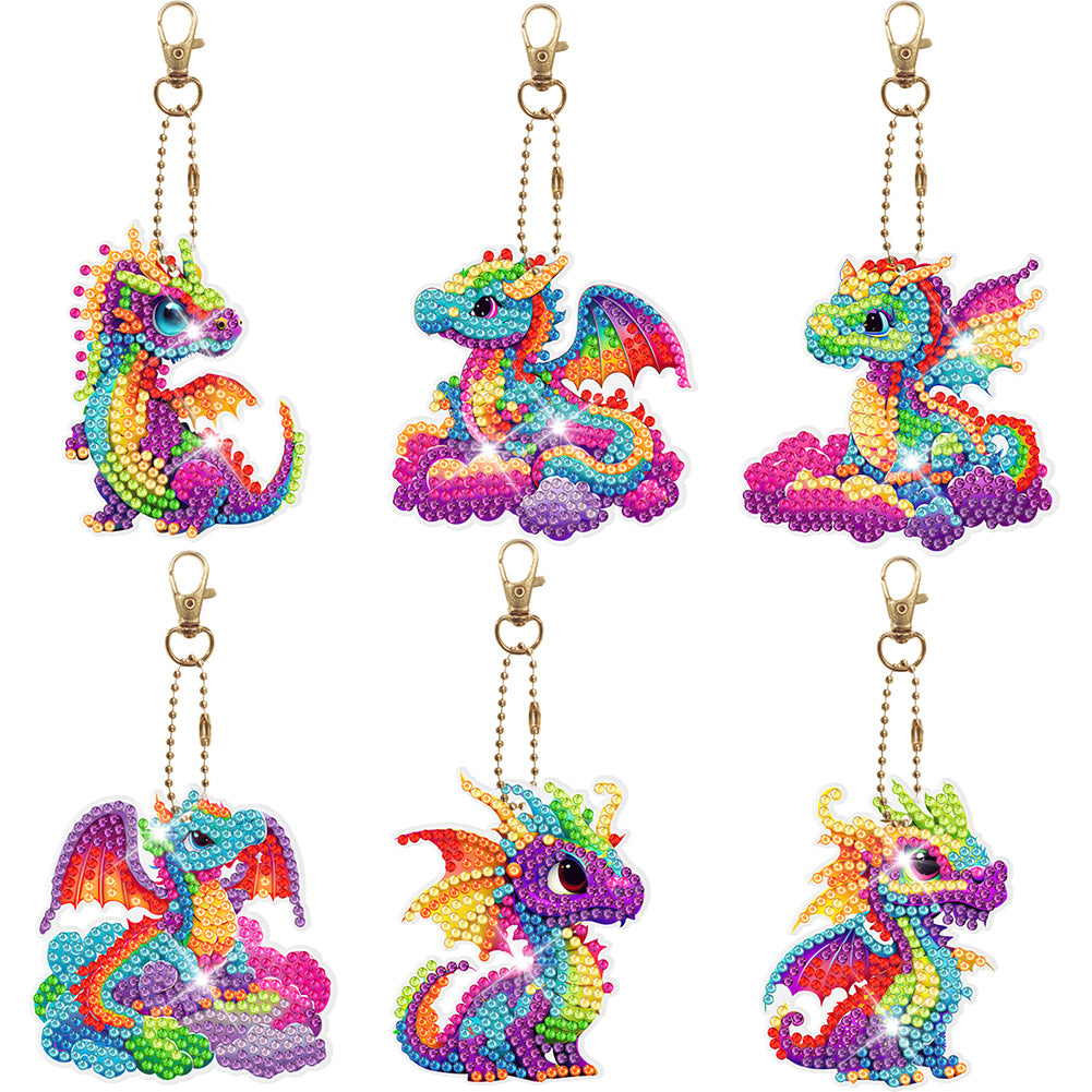 6pcs Diamond Art Keychains Handmade DIY Christmas Decoration Gift (YSK138)