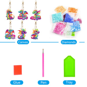 6pcs Diamond Art Keychains Handmade DIY Christmas Decoration Gift (YSK138)