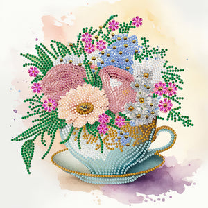Exquisite Afternoon Tea Cup 30*30CM(Canvas) Partial Special Shaped Drill Diamond Painting