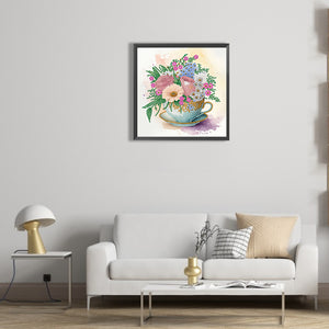 Exquisite Afternoon Tea Cup 30*30CM(Canvas) Partial Special Shaped Drill Diamond Painting