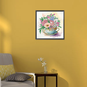 Exquisite Afternoon Tea Cup 30*30CM(Canvas) Partial Special Shaped Drill Diamond Painting