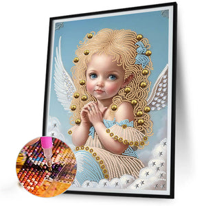Angel Little Girl 30*40CM(Canvas) Partial Special Shaped Drill Diamond Painting
