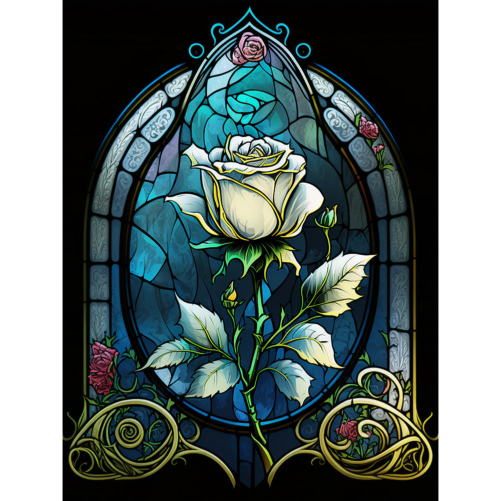 Blooming Rose Glass Painting 30*40CM(Canvas) Full Round Drill Diamond Painting