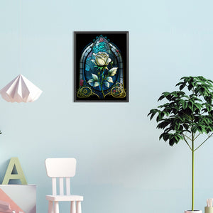 Blooming Rose Glass Painting 30*40CM(Canvas) Full Round Drill Diamond Painting
