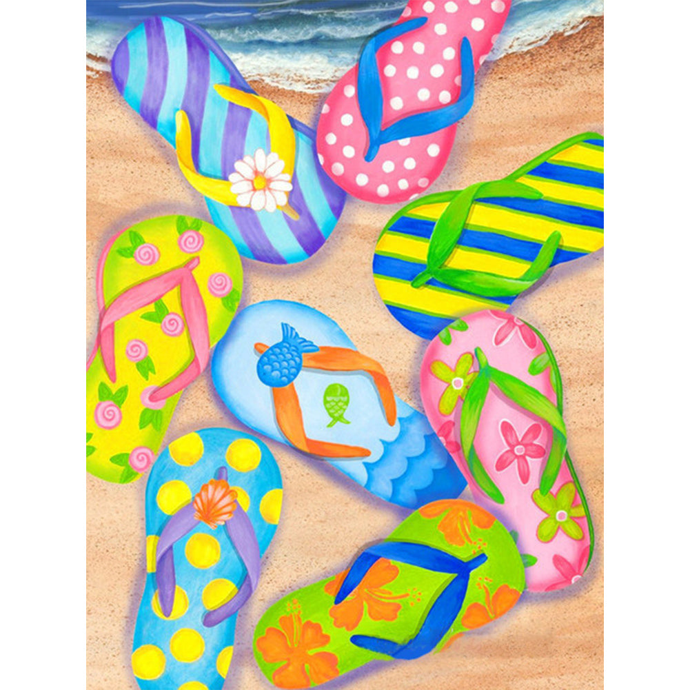 Beach Slippers 30*40CM(Canvas) Full Round Drill Diamond Painting