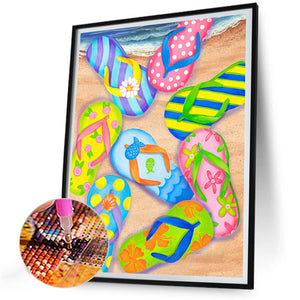 Beach Slippers 30*40CM(Canvas) Full Round Drill Diamond Painting