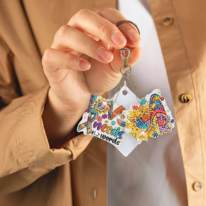 DIY Diamond Art Keychains Diamond Mosaic Kit Point Drill Key Ring (GJ036-1)
