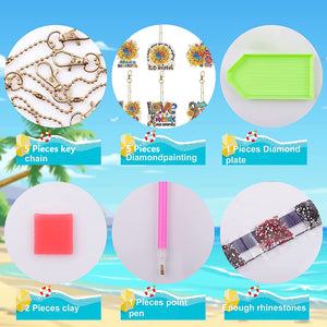 DIY Diamond Art Keychains Diamond Mosaic Kit Point Drill Key Ring (GJ036-1)