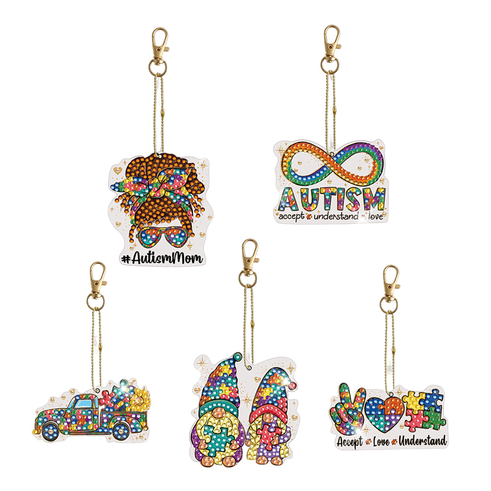 DIY Diamond Art Keychains Diamond Mosaic Kit Point Drill Key Ring (GJ036-2)