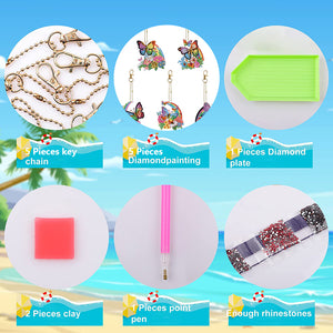DIY Diamond Art Keychains Diamond Mosaic Kit Point Drill Key Ring (GJ042)
