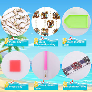 DIY Diamond Art Keychains Diamond Mosaic Kit Point Drill Key Ring (GJ043)