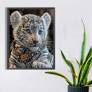 Little White Tiger 30*40CM(Canvas) Partial Special Shaped Drill Diamond Painting