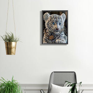 Little White Tiger 30*40CM(Canvas) Partial Special Shaped Drill Diamond Painting