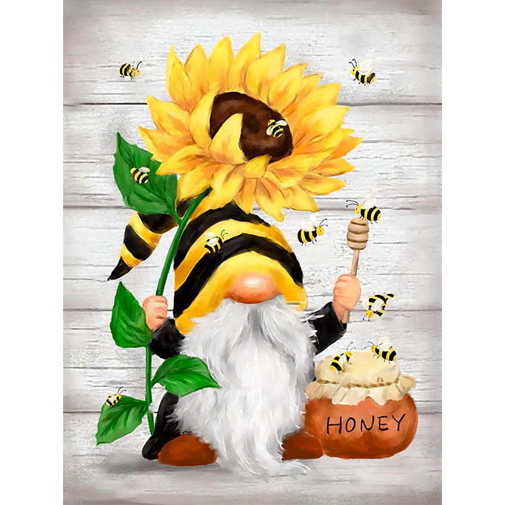 Sunflower Gnome 30*40CM(Canvas) Full Round Drill Diamond Painting