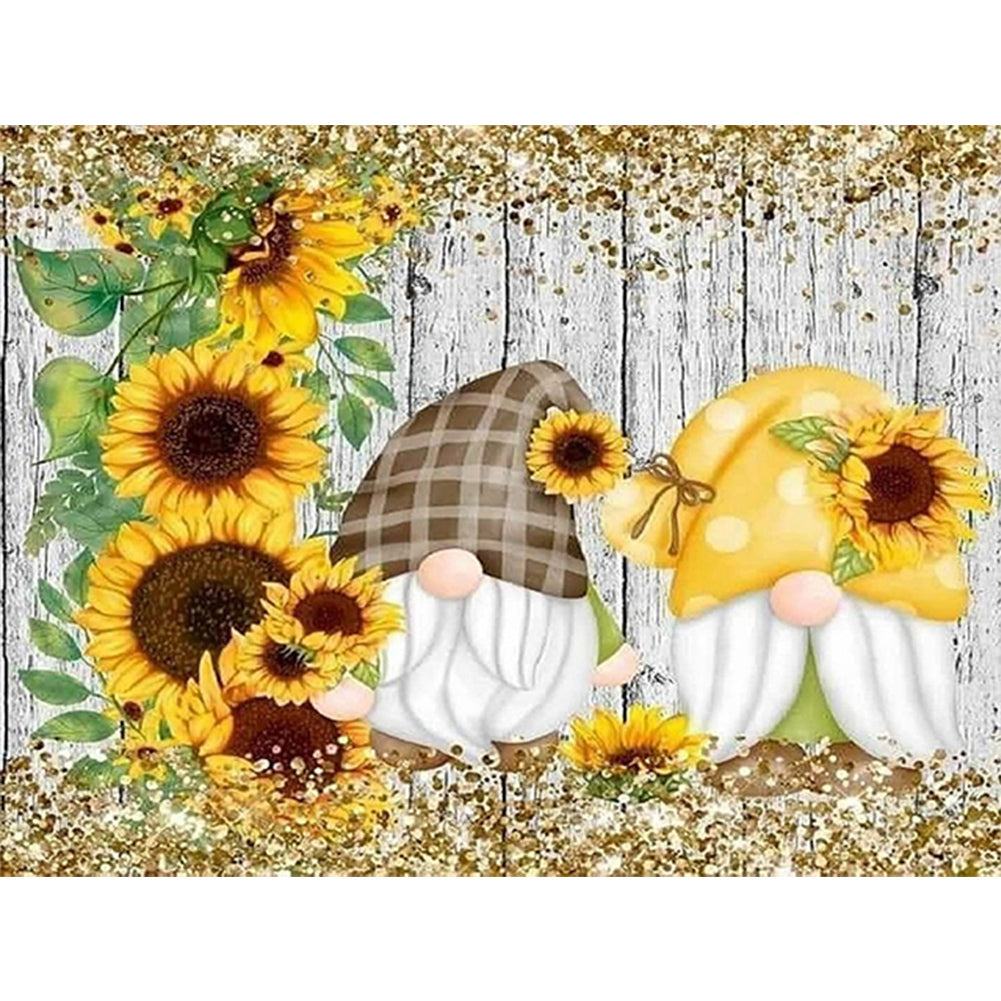 Sunflower Gnome 40*30CM(Canvas) Full Round Drill Diamond Painting