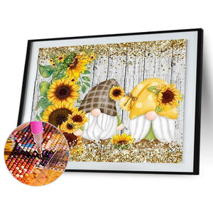 Sunflower Gnome 40*30CM(Canvas) Full Round Drill Diamond Painting