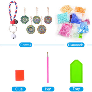 5pcs Double Side Diamond Art Keychain 5D Special-shaped Drill Gifts (B01)