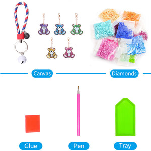 5pcs Double Side Diamond Art Keychain 5D Special-shaped Drill Gifts (B03)