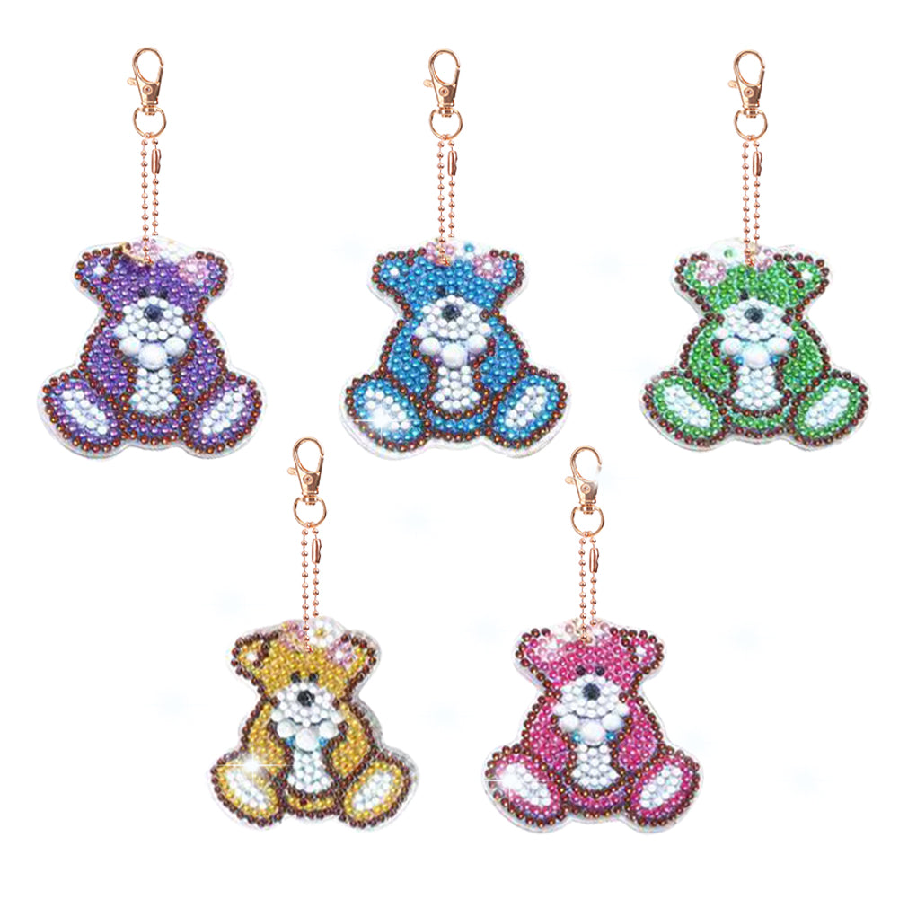 5pcs Double Side Diamond Art Keychain 5D Special-shaped Drill Gifts (B03)