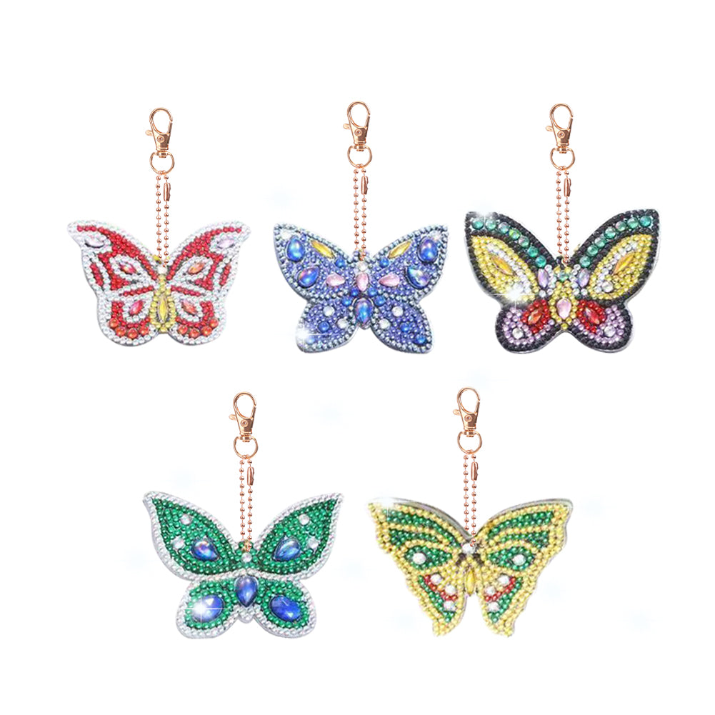 5pcs Double Side Diamond Art Keychain 5D Special-shaped Drill Gifts (B07)