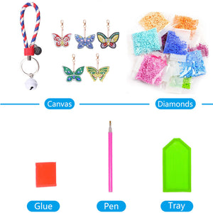 5pcs Double Side Diamond Art Keychain 5D Special-shaped Drill Gifts (B07)