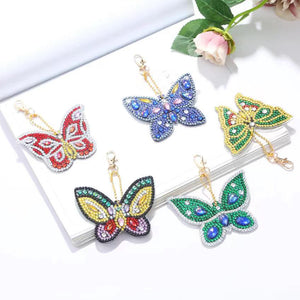 5pcs Double Side Diamond Art Keychain 5D Special-shaped Drill Gifts (B07)