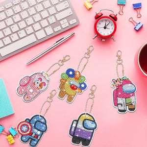 5pcs Double Side Diamond Art Keychain 5D Special-shaped Drill Gifts (B08)