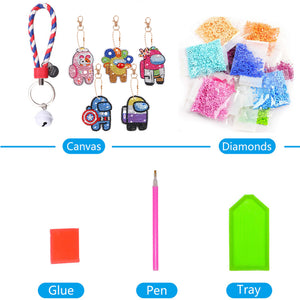 5pcs Double Side Diamond Art Keychain 5D Special-shaped Drill Gifts (B08)