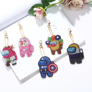 5pcs Double Side Diamond Art Keychain 5D Special-shaped Drill Gifts (B08)
