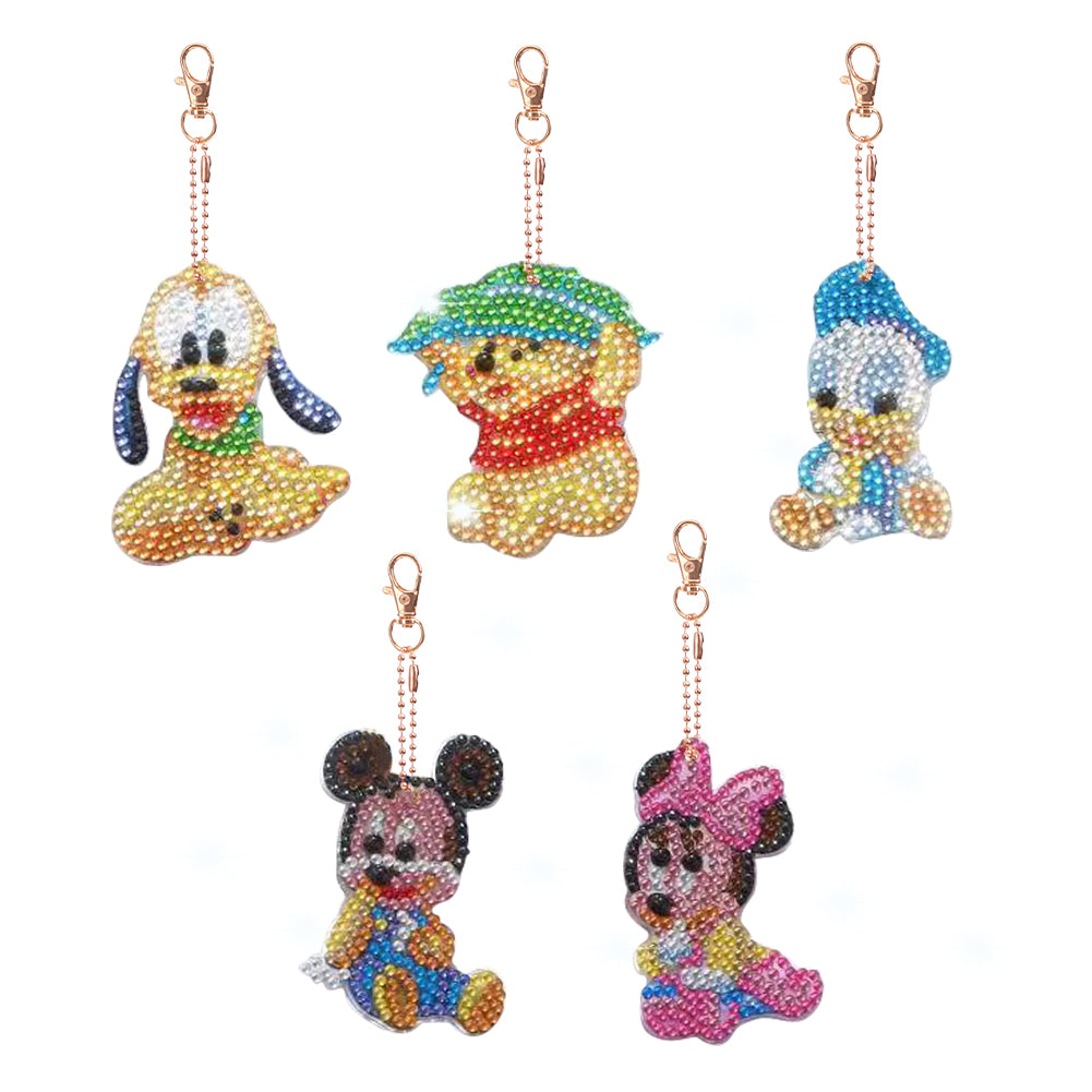 5pcs Double Side Diamond Art Keychain 5D Special-shaped Drill Gifts (B12)