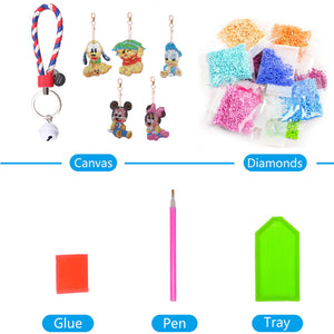 5pcs Double Side Diamond Art Keychain 5D Special-shaped Drill Gifts (B12)