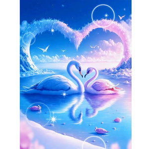 Love White Swan 30*40CM(Canvas) Full Round Drill Diamond Painting