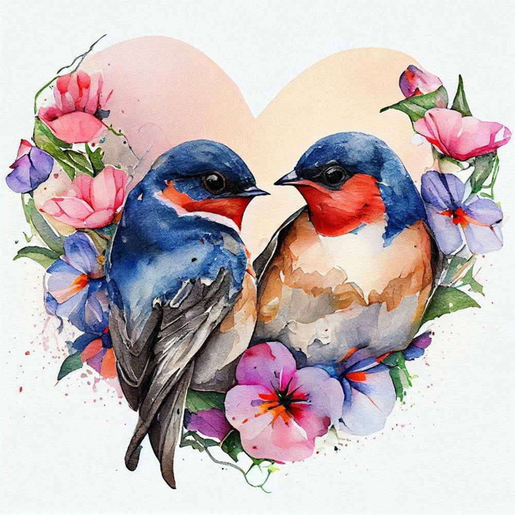 Love Wreath Bird 30*30CM(Canvas) Full Round Drill Diamond Painting