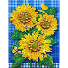 Load image into Gallery viewer, Butterfly Flower Sunflower 30*40CM(Canvas) Partial Special Shaped Drill Diamond Painting
