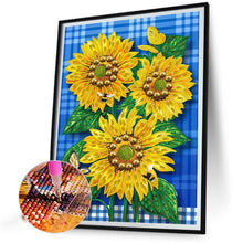 Load image into Gallery viewer, Butterfly Flower Sunflower 30*40CM(Canvas) Partial Special Shaped Drill Diamond Painting
