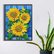 Load image into Gallery viewer, Butterfly Flower Sunflower 30*40CM(Canvas) Partial Special Shaped Drill Diamond Painting
