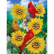 Load image into Gallery viewer, Cardinal Sunflower 30*40CM(Canvas) Partial Special Shaped Drill Diamond Painting
