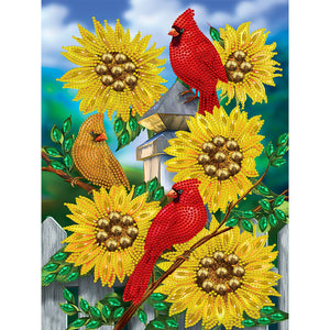 Cardinal Sunflower 30*40CM(Canvas) Partial Special Shaped Drill Diamond Painting