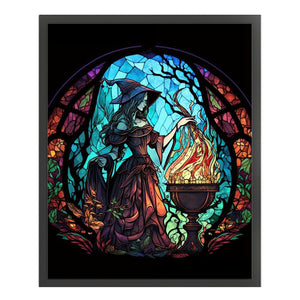 Stain Glass Witch (40*50CM) 14CT 2 Stamped Cross Stitch
