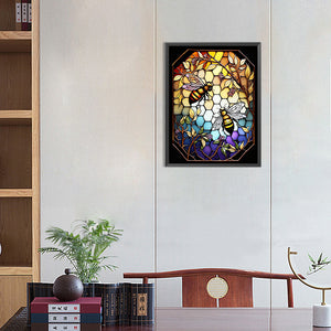 Bee Glass Painting 30*40CM(Canvas) Full Round Drill Diamond Painting