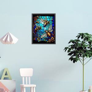 Bee Glass Painting 30*40CM(Canvas) Full Round Drill Diamond Painting
