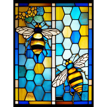 Load image into Gallery viewer, Bee Glass Painting 30*40CM(Canvas) Full Round Drill Diamond Painting
