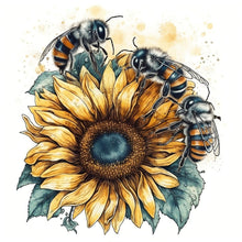 Load image into Gallery viewer, Bee Sunflower 30*30CM(Canvas) Full Round Drill Diamond Painting
