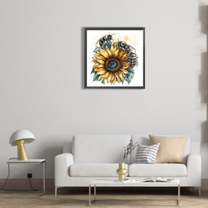 Bee Sunflower 30*30CM(Canvas) Full Round Drill Diamond Painting