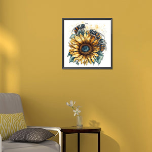 Bee Sunflower 30*30CM(Canvas) Full Round Drill Diamond Painting