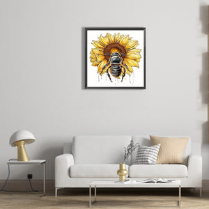 Bee Sunflower 30*30CM(Canvas) Full Round Drill Diamond Painting